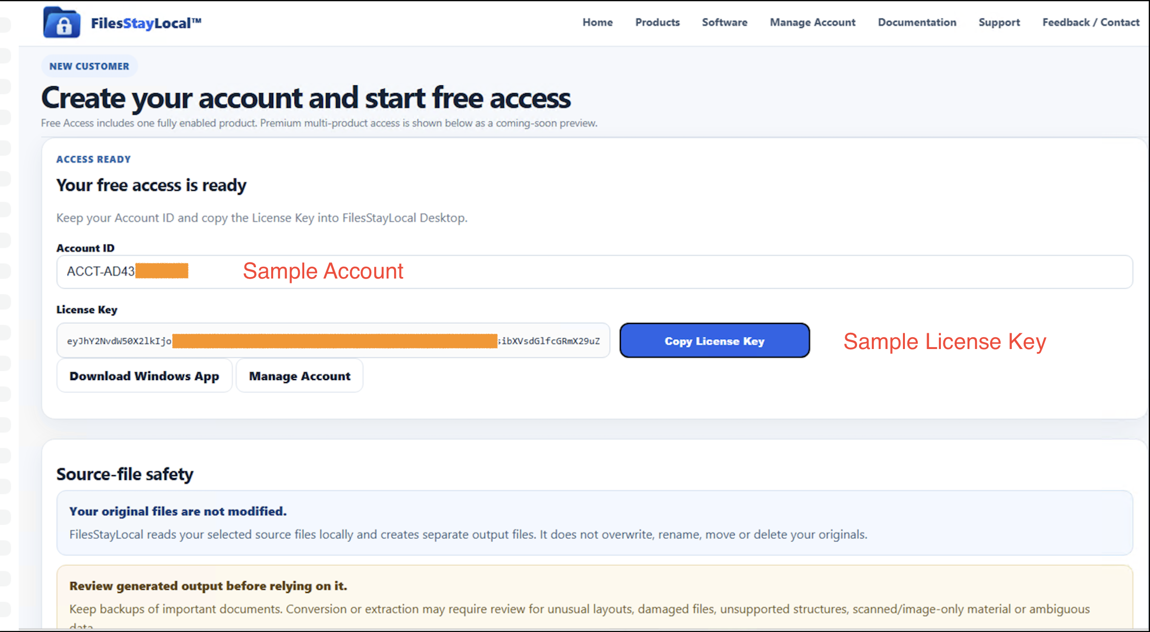 FilesStayLocal access page with Download Windows App button
