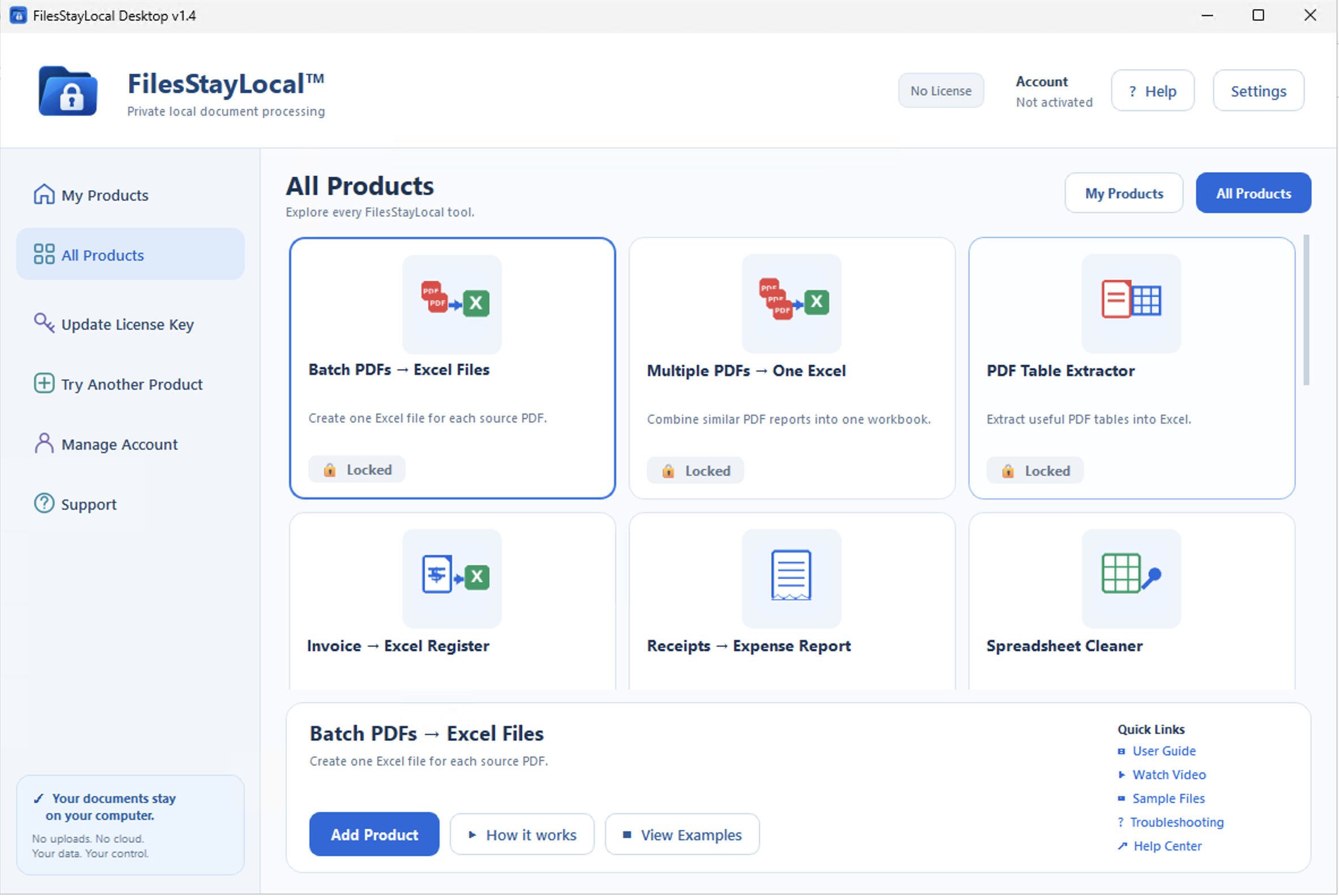 FilesStayLocal Desktop before a License Key has been added